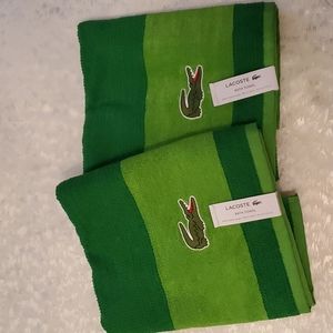 Lacoste Green Bath Towels NWT - 2 included